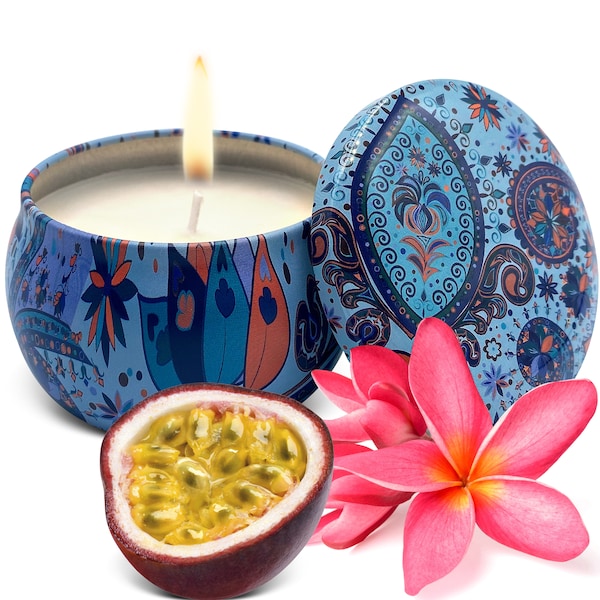 Island Nectar Scented Soy Wax Candle in Decorative Aroma Tin Box, Aromatherapy 6 Oz - Handmade in USA