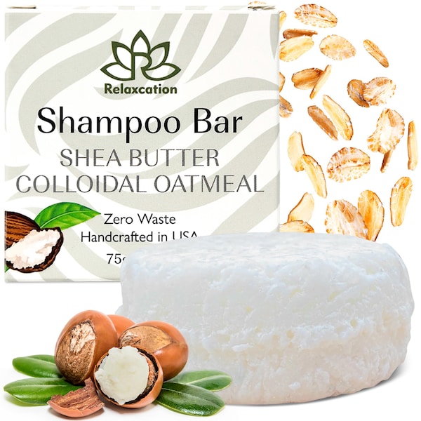 Organic Unscented Shampoo Bar – Shea Butter & Colloidal Oatmeal, For Sensitive Skin