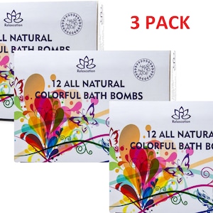 3 Pack 12 Bath Bombs Set For Kids / Handmade in USA / Fizzy Bath Bomb Kit / Multicolored Bubble Bath Bombs / Natural and Safe Bath Bomb Set