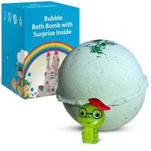1 Bath Bomb Green Apple Smart Catepillar figure inside 5 oz natural ingredients free shipping great gift idea for teens, for men, for kids