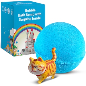 1 Bath Bomb &quot;Cotton Candy&quot; Big Cat figure inside 5 oz for kids great gist idea