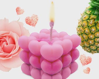 Love Bubble Candle, Heart Shaped Candle, Rubik's Lovely Cube Candle, Love Heart Present, Thanksgiving Gift, Valentine Gift, Gift for Her
