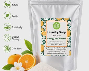 Citrus Scent Laundry Soap  3 Lbs Gentle and Effective Cleaning Eco-Friendly Laundry Detergent Septic Safe, Biodegradable Handmade in the USA