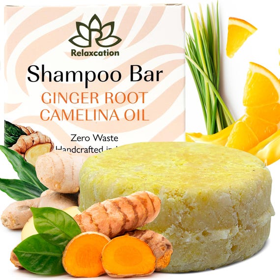 Natural Ginger Shampoo Bar with Camelina and Turmeric for Hair Care Made With Organic Ingredients