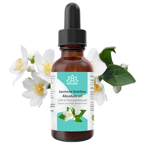 Pure Jasmine Sambac Absolute Essential Oil Handmade – 100% Botanical Plant Oil 3 ml / 5 ml / 10 ml / 0.5 fl oz / 1 fl oz / 2 fl oz / 4 fl oz