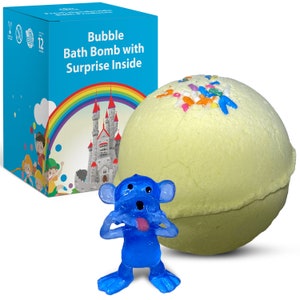 1 Bath Bomb 5 oz Large with Funny Monkey Toy Inside For Kids, Teens Handmade For Boys & Girls Gift Party Favor Fizzies Fun Bath Time USA