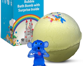 1 Bath Bomb 5 oz Large with Funny Monkey Toy Inside For Kids, Teens Handmade For Boys & Girls Gift Party Favor Fizzies Fun Bath Time USA