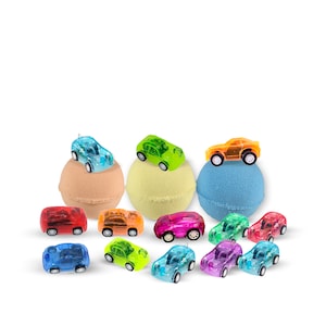 3 Bath Bombs For Kids with Surprise Inside CARS Toys Organic Large Bath Bomb Kit Huge XXL Great Fizzy and Bubble Safe For Boys and Girls