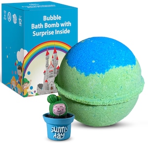 1 Bath Bomb 5oz XLL Size with Cactus Toy Inside Island Nectar For Kids, Teens Handmade For Boys & Girls Gift Party Favor Fizzies Fun Bath