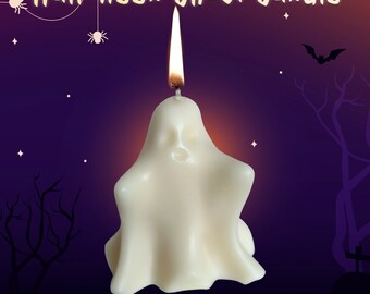 Halloween Ghost Candle | Home Decor Candle | Soy Wax Cute Ghost Candles | Halloween Decor| Gift Idea for Halloween | White Ghost Decoration