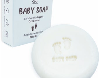 Bezzapachowe mydło w kostce dla dzieci z masłem kakaowym – naturalne mydło wytwarzane na zimno dla niemowląt, małych dzieci, dzieci i dorosłych o wrażliwej skórze – wyprodukowano w USA