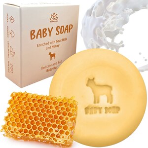 Organic Baby Soap Bar with Goat Milk and Honey - All-Natural Cold Process Soap For Kids or Adults with  Sensitive Skin - Handmade in USA