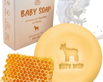 Organic Baby Soap Bar with Goat Milk and Honey - All-Natural Cold Process Soap For Kids or Adults with  Sensitive Skin - Handmade in USA