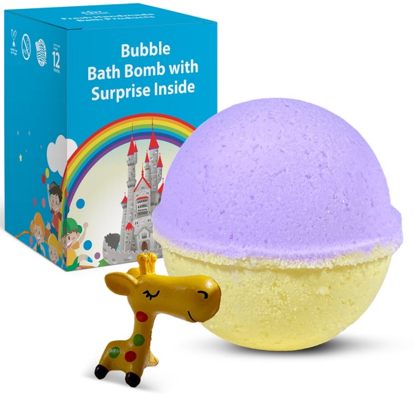 1 Bath Bomb "Lemon-Lavender" Giraffe figure inside 5oz for kids great gift idea