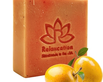 Marula Oil Soap Bar: Organic Coconut Oil, Marula Oil, Mango Scent Oil - 3.5 oz