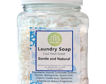 Cool Fresh Scent Laundry Soap 24 oz Gentle and Effective Cleaning Eco-Friendly Laundry Detergent Septic Safe, Biodegradable Handmade in US