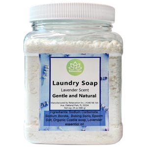 LAUNDRY DETERGENT Soap - LAVENDER Essential Oil - 5 Ingredients - Gentle, Effective, Eco-Friendly Septic Safe, Biodegradable (24 oz) 1.5 lbs