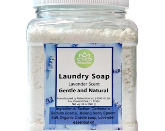 LAUNDRY DETERGENT Soap - LAVENDER Essential Oil - 5 Ingredients - Gentle, Effective, Eco-Friendly Septic Safe, Biodegradable (24 oz) 1.5 lbs