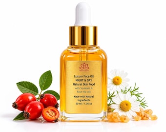 Luxury Face Oil Day & Night 1 fl oz | Botanical Facial Oil for Dry Mature Skin | Natural Plant Based Skin Care Serum