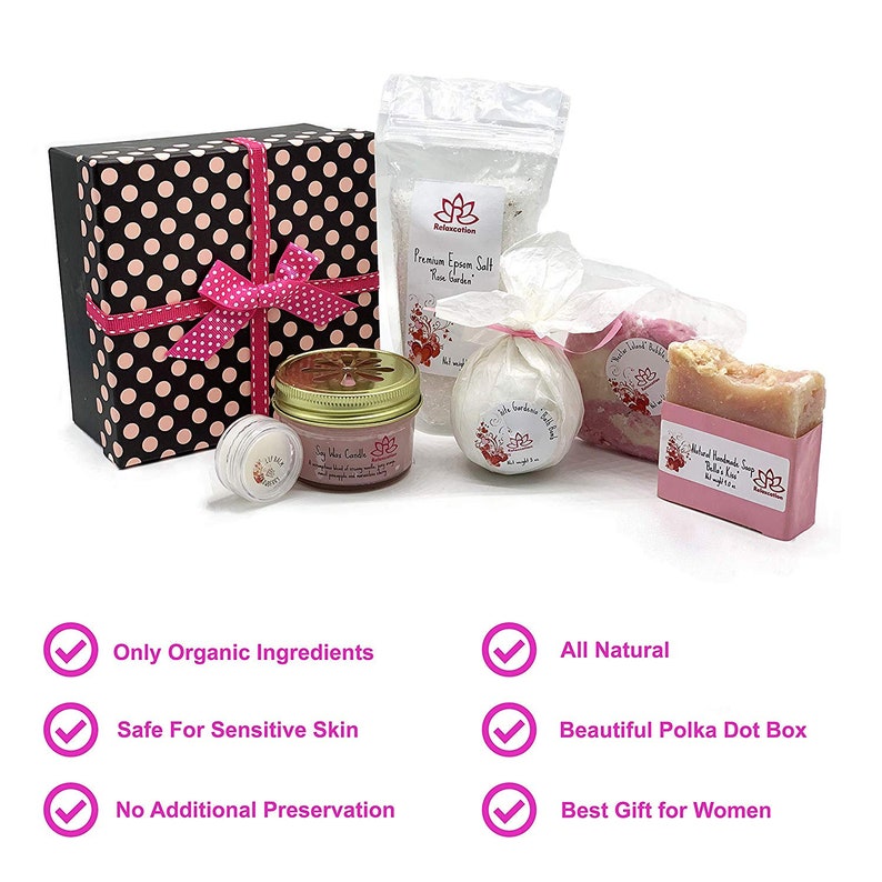 Polka Dot Premium Box Bath Spa Gift Set For Women All Natural Etsy