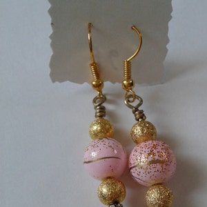 Pink and Gold Dusted Earrings