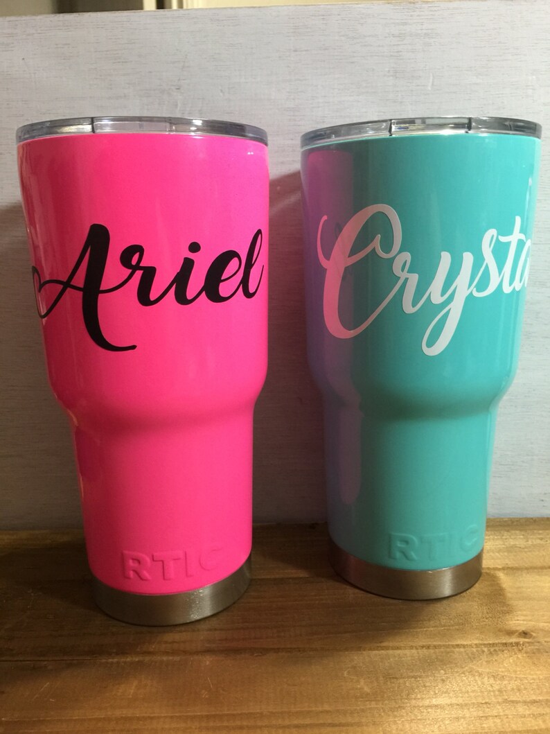 Vinyl name decal sticker for Yeti Rtic tumbler cup Etsy