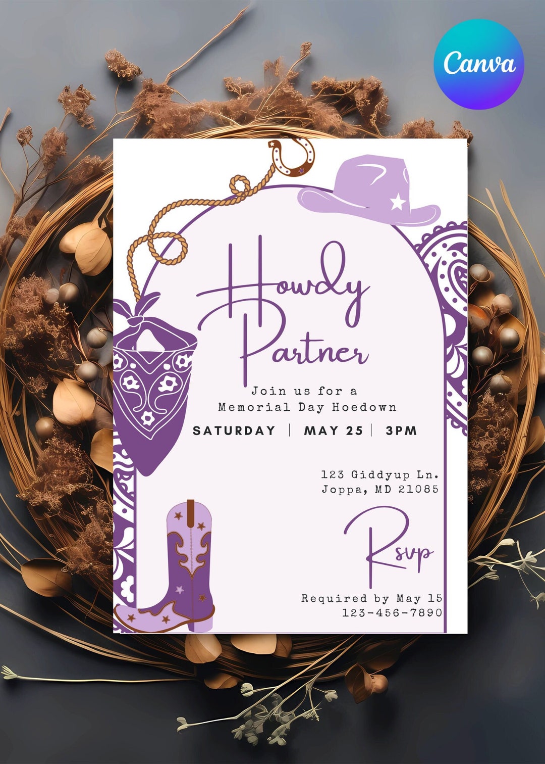 Western Theme Invitation Template MM Etsy
