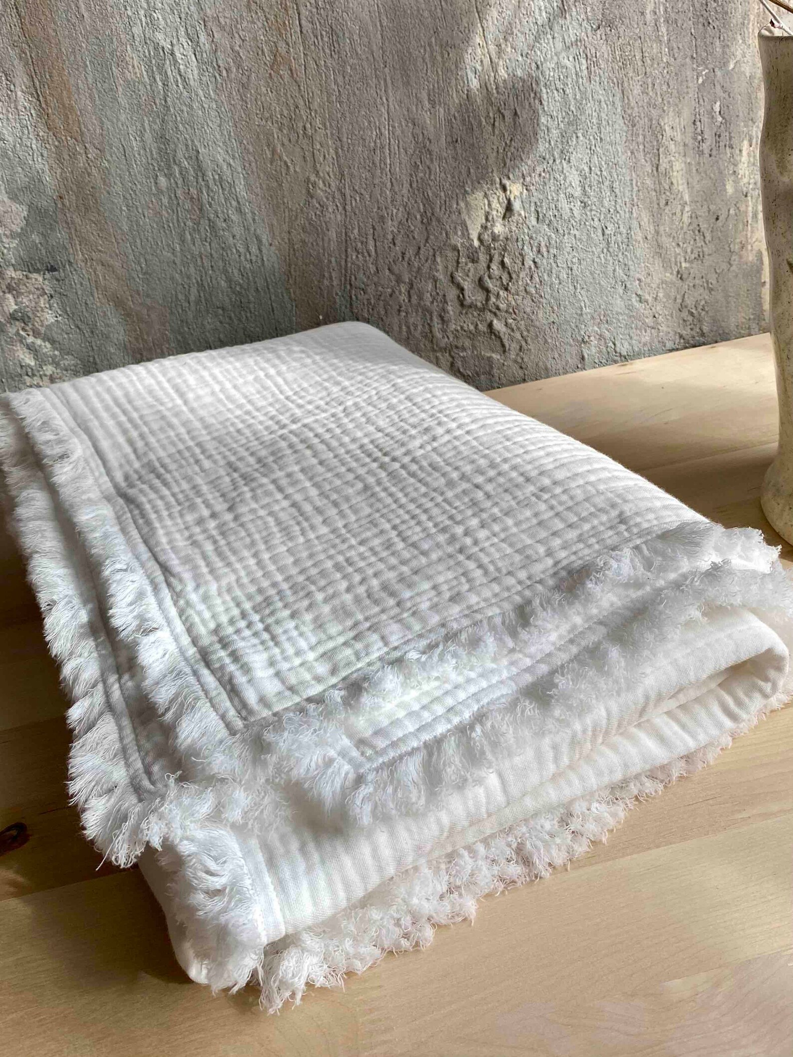 White Double Gauze Blanket Boho Style Cotton Blanket Baby Etsy New