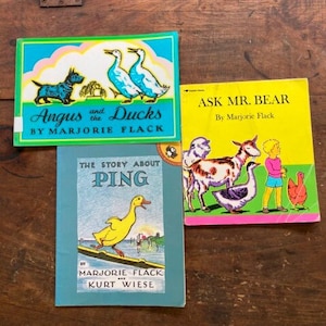 Angus and the Ducks & Ask My Bear by Marjorie Flack And The Story Of Ping  by Marjorie Flack and Kurt Wiese Classic Children&#39;s Picture Books