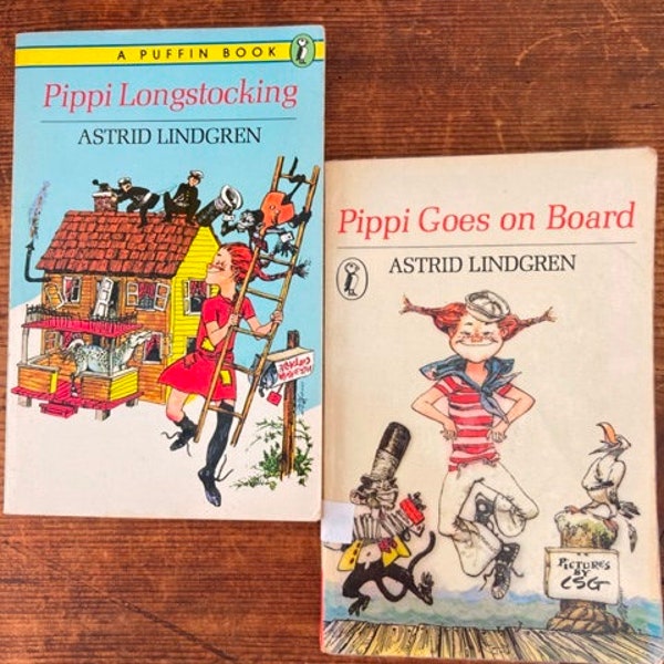 Pippi Longstocking & Pippi Goes On Board by Astrid Lindgren Pre Teen Classic Children's Fiction