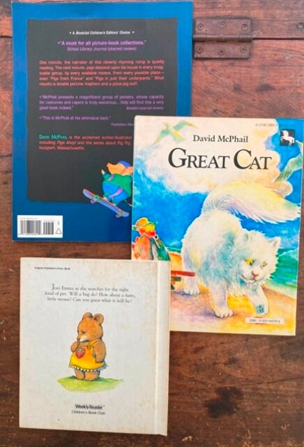 David Mcphail Children's Book Set, Emma's Pet, Cat, Pigs Aplenty