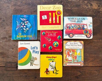Board Book Collection: Jesse Bear, Curious George, Dear Zoo, Rainbow Fish, Illustrated Children's Books