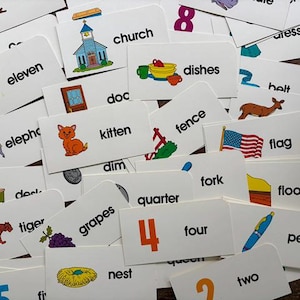 Vintage Picture Word Flash Cards: 1987 Educational Cards for Crafts