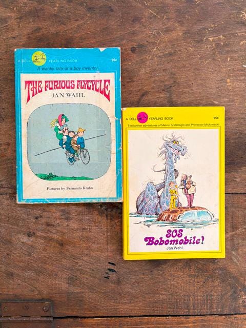 The Furious Flycycle & SOS Bobomobile! by Jan Wahl Pictures by Fernando Krahn 1970s Preteen Fantasy Funny Fiction