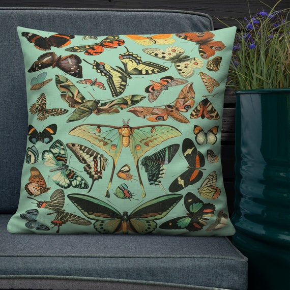 Adolphe Millot Papillon Butterfly Moth Vintage Retouched Decor Pillow, Illustration Art Popular, Throw Accent Decoration, Artist Botanical Il_570xn
