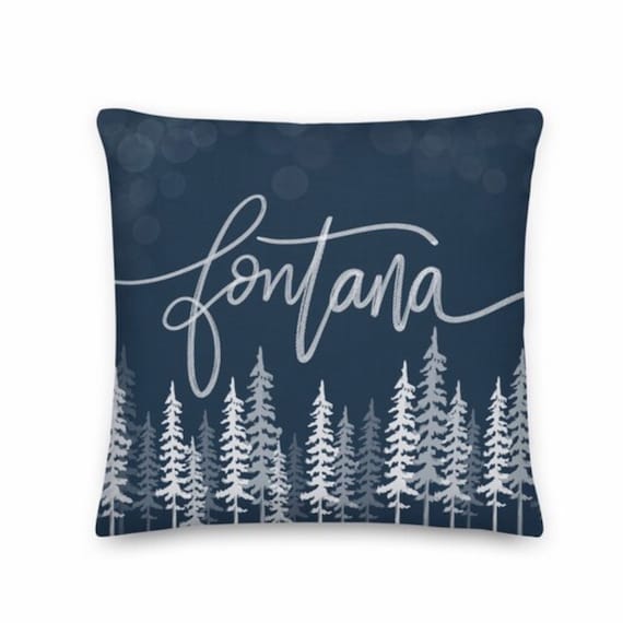 Fontana on Geneva Lake Wisconsin Map Decoration Throw Pillow Blue - Geneva Lake Wi Trees Decor for Cottage Home or Lake House in Fontana Il_570xn