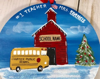 Teacher Ornament Personalized Hand Painted - Teacher Gift Idea - Teacher Appreciation Gift - School Teacher Keepsake - Best Teacher Gift