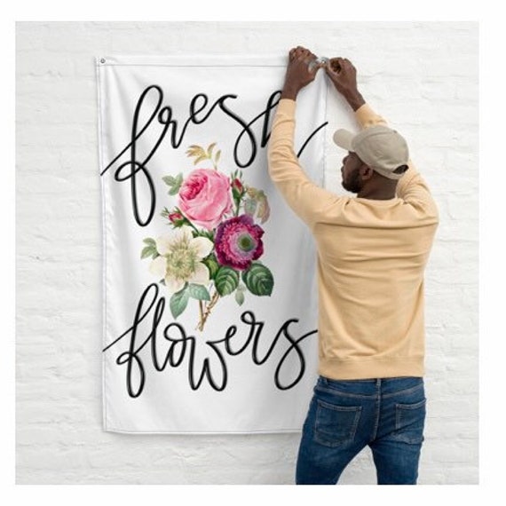 Fresh Cut Flower Cart Stand Sign Signage, Flower Farmer Open For Sale Sign Pretty With Flowers, Cottage Style Garden Floral Florist Flag Il_570xn