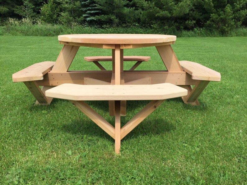 45 Round Top Picnic Table Western Red Cedar image 3