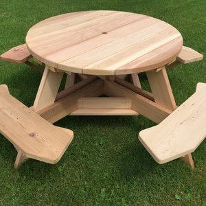 45&quot; Round Top Picnic Table Western Red Cedar with Stainless Steel Hardware