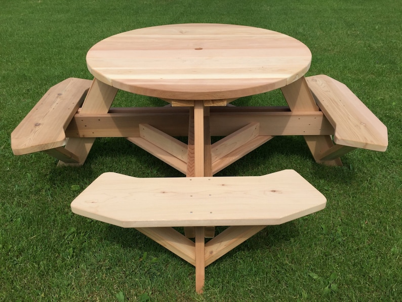 45 Round Top Picnic Table Western Red Cedar image 1