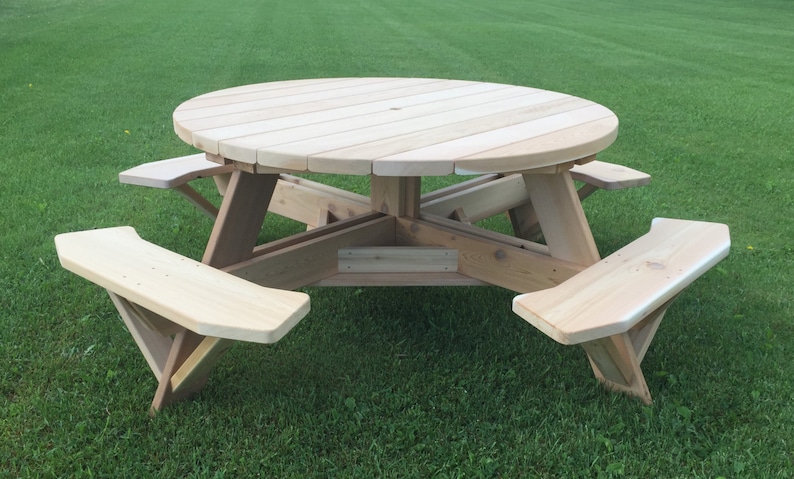 56 Round Top Picnic Table Western Red Cedar With Stainless Steel Hardware