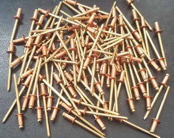 Copper Pop Rivets 1/8 Diameter #4 Copper Blind Rivets with Brass Mandrel 