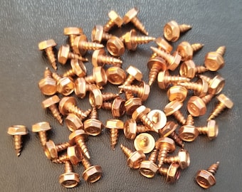 6-18 3/8" Copper Plated 410 Stainless Steel Zip Screw Self Piercing 50 PKG
