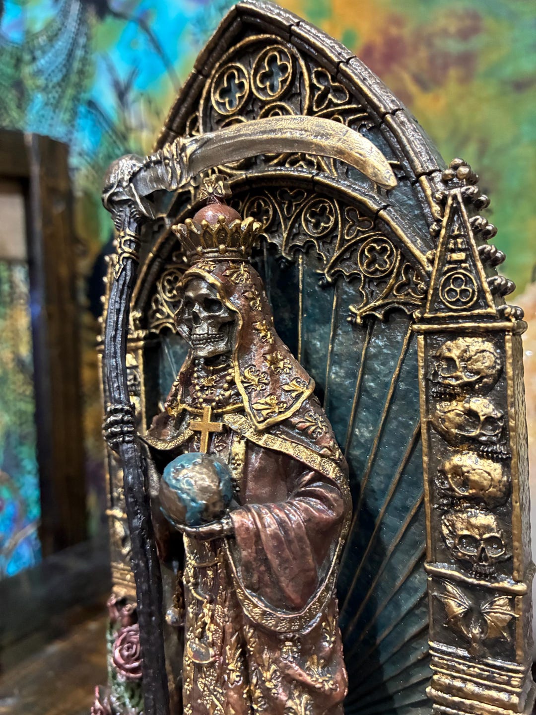 santa-muerte-statue-bronze-finish-gothic-altar-decor-etsy