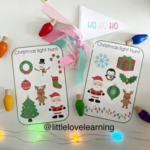 CHRISTMAS HUNT Paket Schnitzeljagd Weihnachtslicht Jagd Weihnachtsobjekt Jagd Lichter Weihnachtsaktivität printable für Kinder
