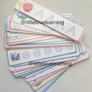 ALFABET TRACEERKAARTEN geluid klanken brief leren handschrift beginners schrijven overtrekken prek kleuterschool letter klinkt begingeluiden