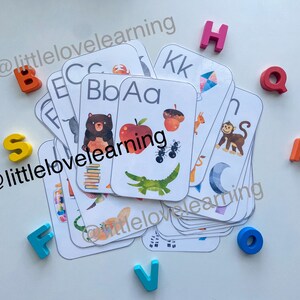 ALPHABET CARDS abc alphabet flashcards for preschool tracing kindergarten nature animals learning tools homeschool teaching toddler activity