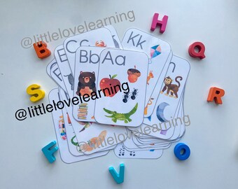Alphabet Flashcards | Preschool Tracing, Nature Animals (Digital Download)