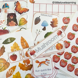 FALL PACK fall activities apple tracing first grade kindergarten preschool activities counting learning homeschooling teaching math